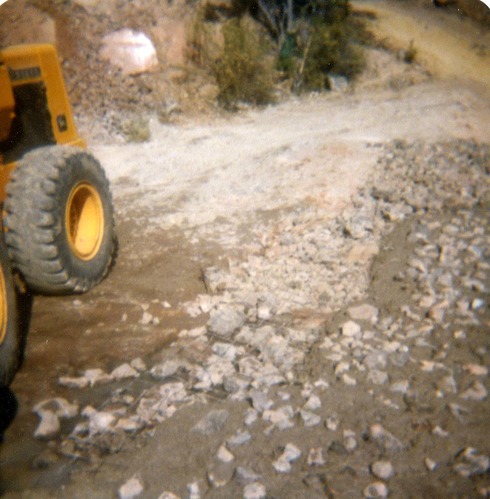 Color photo of the construction/modification of the Canyon Junction spillway on the Virgin River.