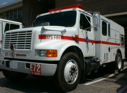 Fire engines at Ash Mountain Headquarters Fire Station, Sequoia and Kings Canyon National Parks, May 2002