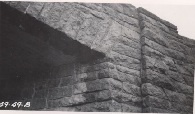 Detail of dimensioned masonry in northwest corner