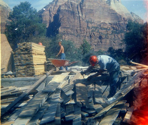 Workers during the construction of the Wiley Spring water vault.