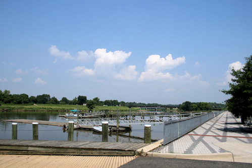 Bladensburg Waterfront Park, water front pier with clouds in the distance