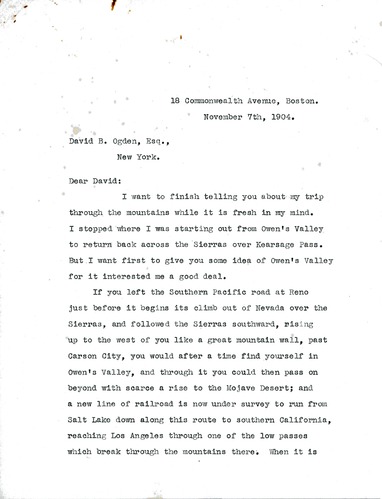 Letter, Dorr to Ogden, November 7, 1904 p.1(copy)