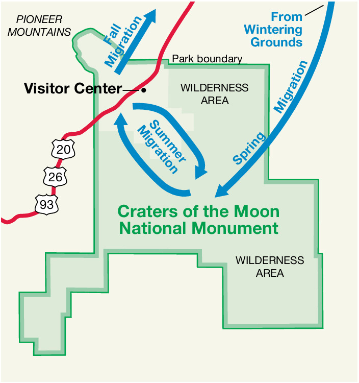 Craters of the Moon National Monument and Preserve Deer Migration Map
