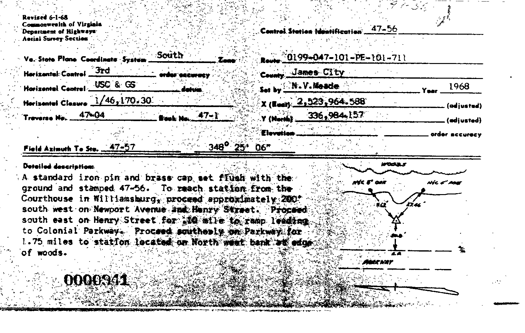 00000941 Survey Monumentation Sketch