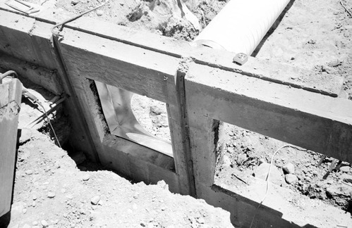 Underground pipe system during the construction of headquarters addition.