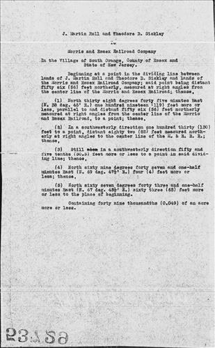 53729.BB--Property required from J. Martin Roll and Theodore Sickley--South Orange, NJ