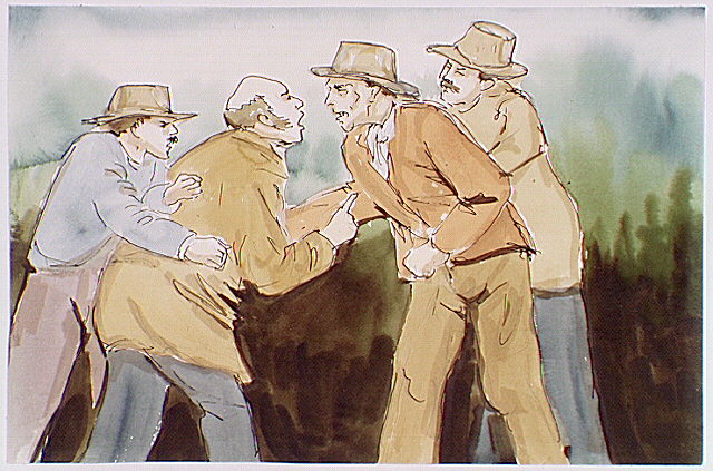 Lyman Cutlar and Charles Griffin quarreling.