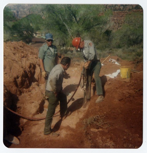 Workers during the Springdale water pipeline construction.