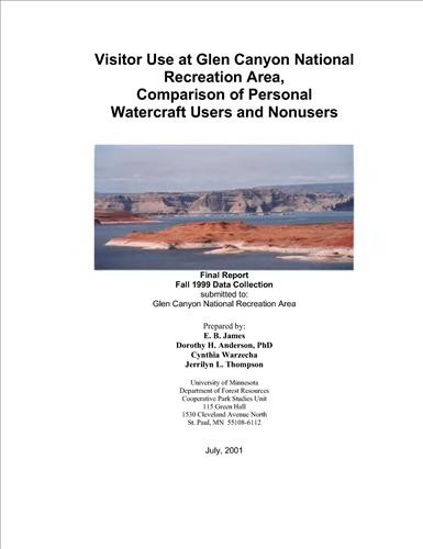 Visitor Use at Glen Canyon National Recreation Area, Comparison of Personal Watercraft Users and Nonusers: Fall 1999 Data Collection