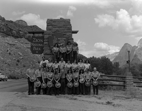 Personnel, 1982: naturalist division, Student Conservation Association (SCA), Zion Natural History Association (ZNHA), and Zion Nature School (ZNS) employees.