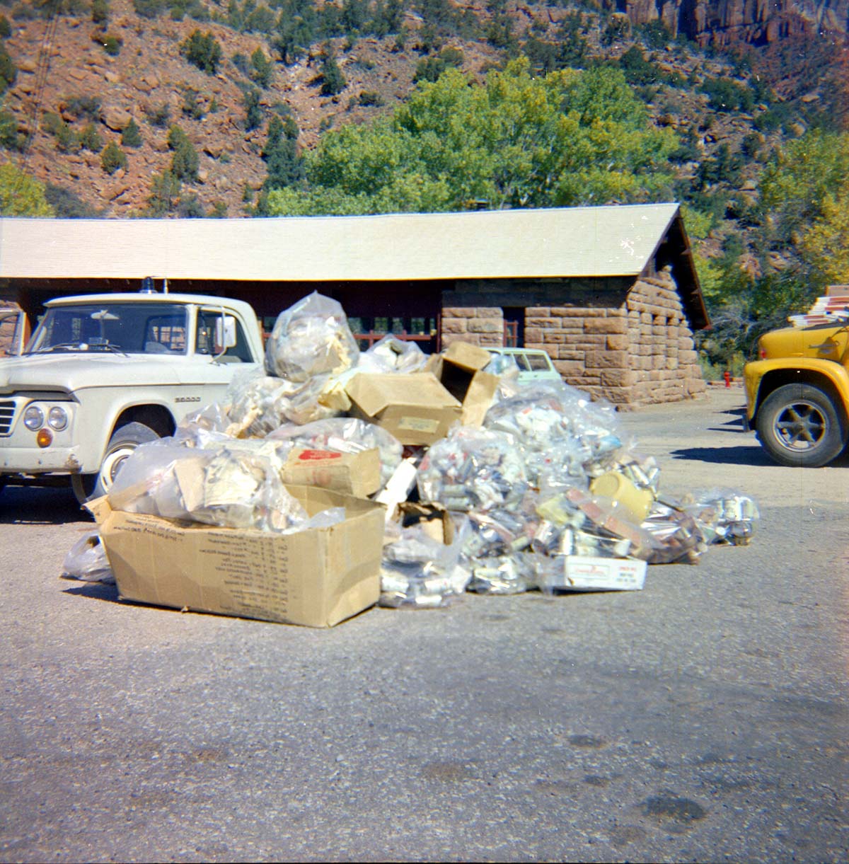 Pile of rubbish during the 'Litter School' held at the maintenance yard with elementary school kids.