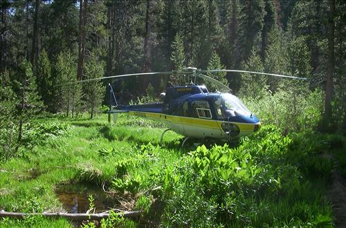 Park helicopter lands in various types of terrain found in Sequoia and Kings Canyon National Parks, summers 2000-2003