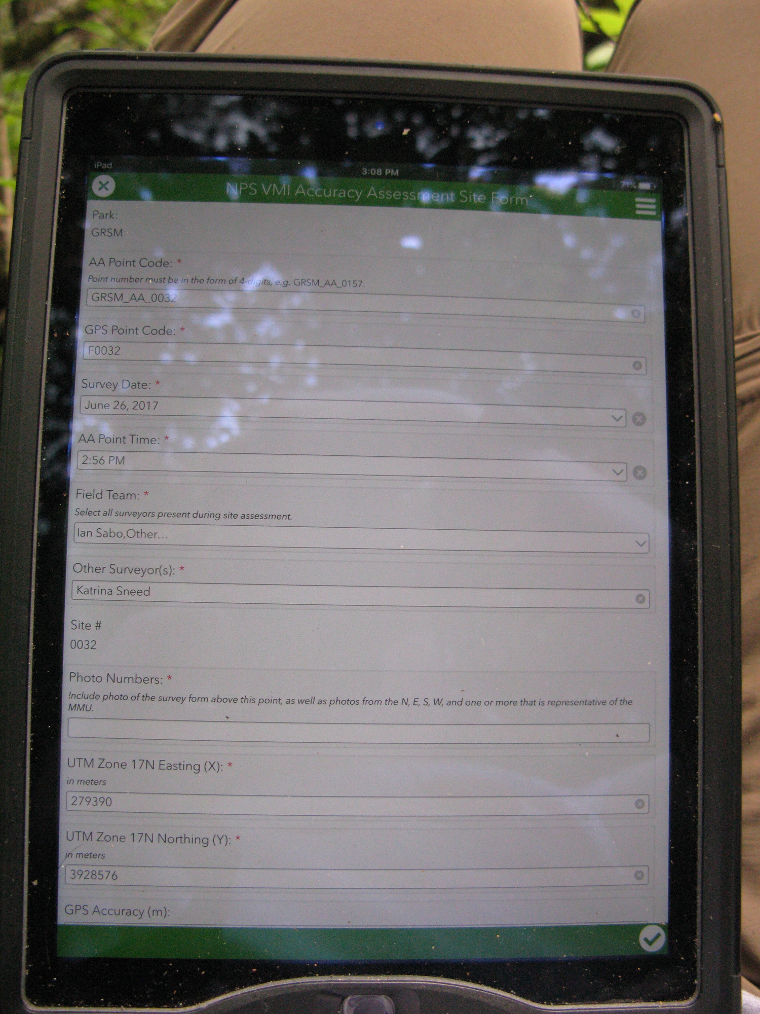 GRSM Accuracy Assessment. Plot Code: GRSM_AA_0032_1