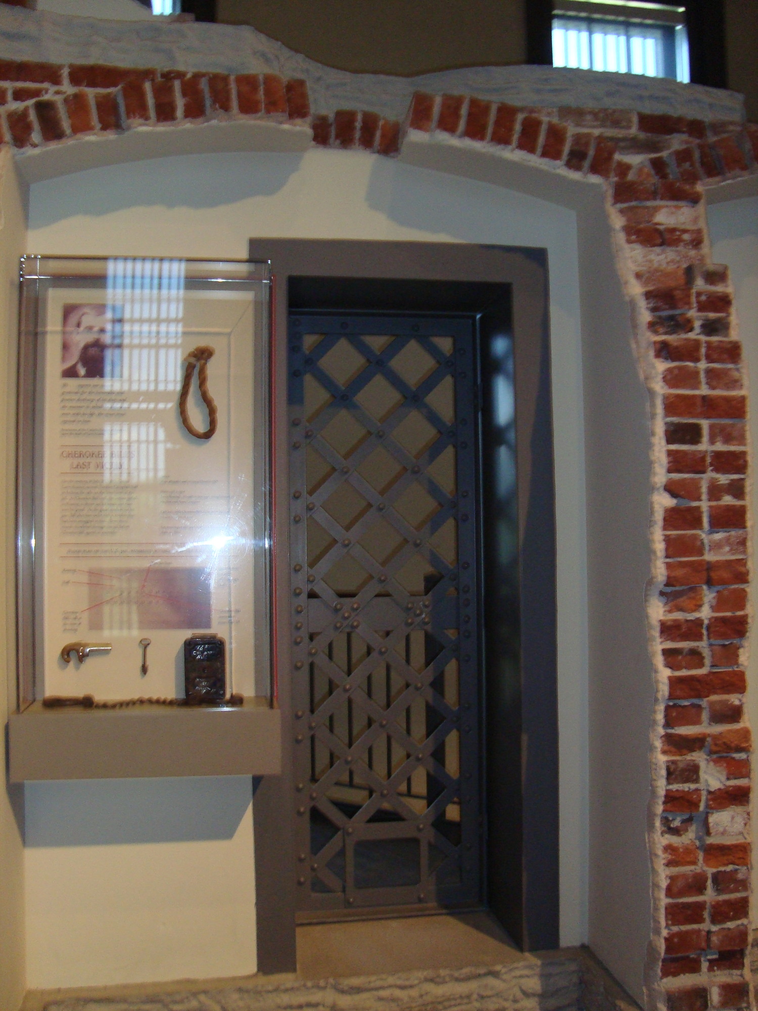 A door with a glass window.