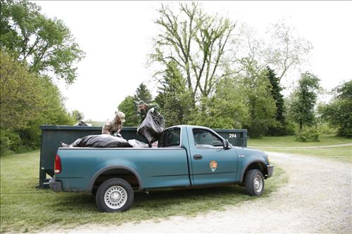 Invasive plant disposal during River Day 2007 in Cuyahoga Valley National Park