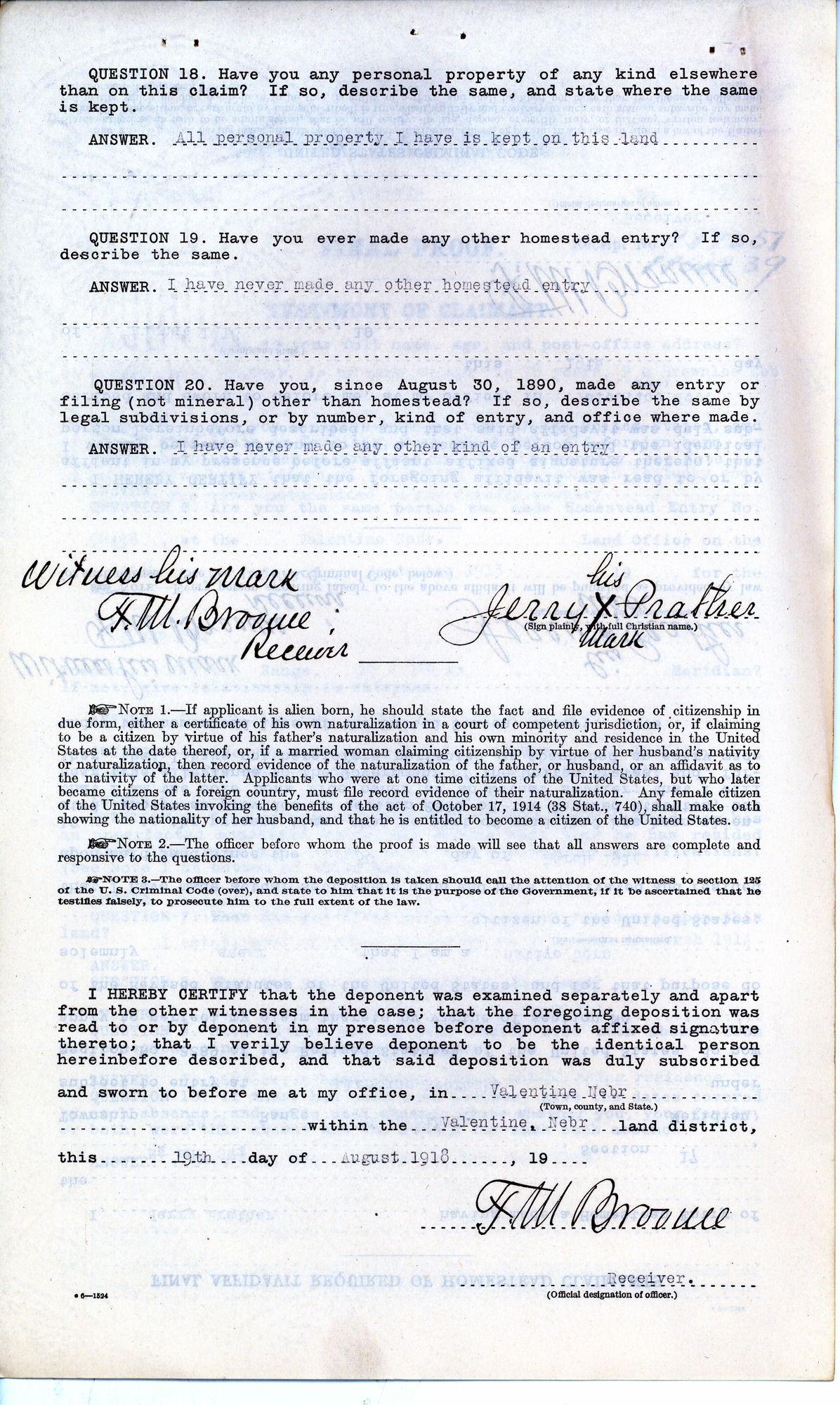Scanned image of form. See description for text.