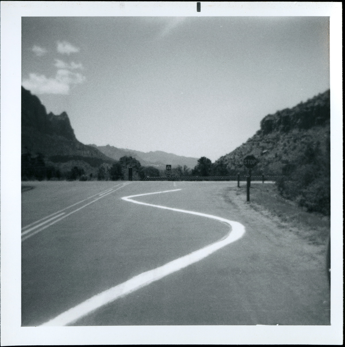 Zig-zag paint-line mishap along State Route 9 (SR-9).