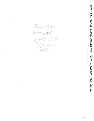 ZION 5087 Superintendents Monthly Report 1930 06