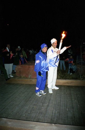 Color Photos of the ceremony surrounding the Olympic Torch passing through Zion.