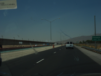 A car driving down a highway.