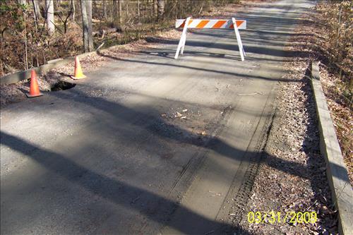 Culvert Collapse on Mawavi Road at Prince William Forest Park in March 2009