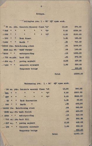 50990.PB#001--Approximate estimate of cost of eliminating grade crossings through Bloomfield including Watsessing [1910.05]