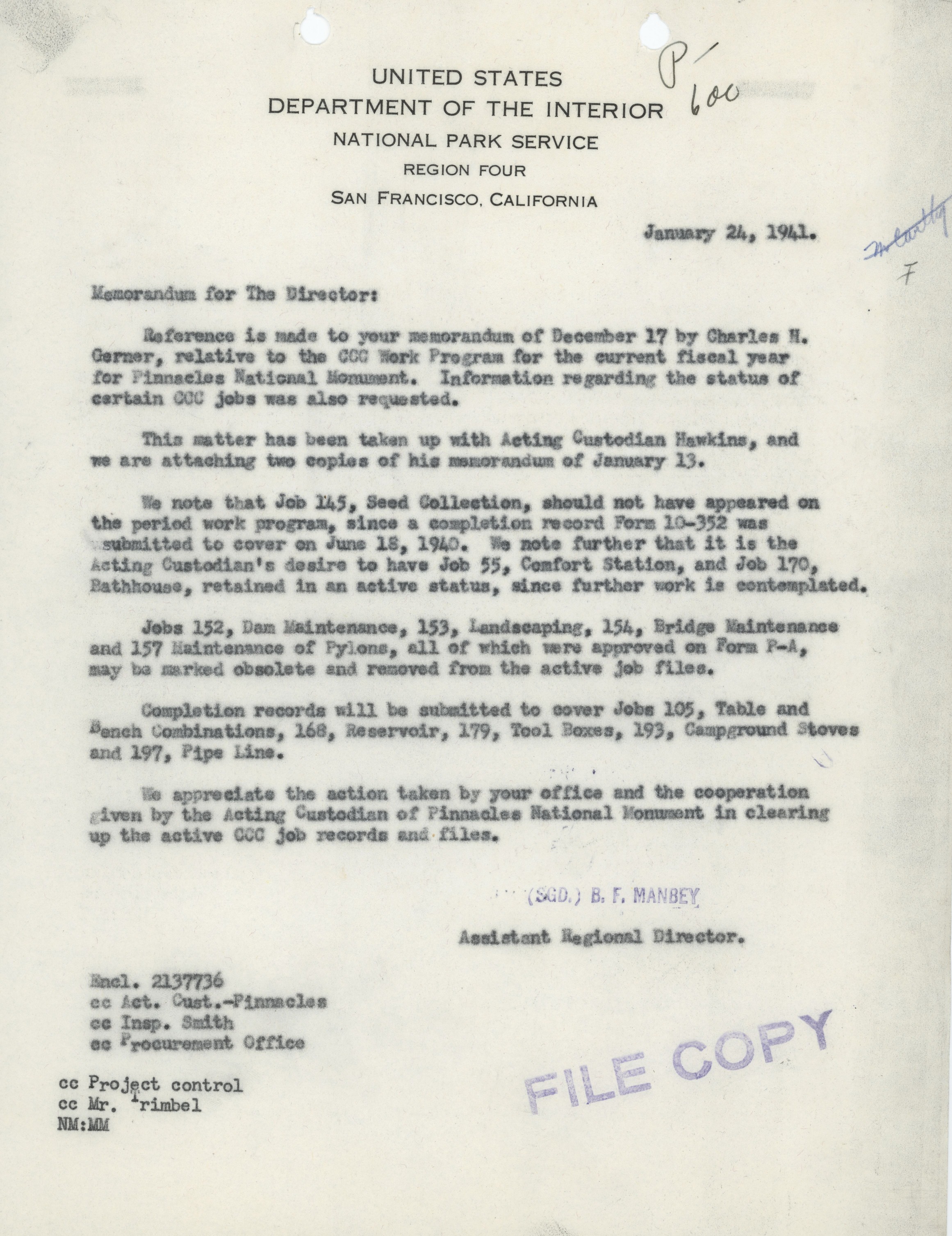 Project Construction Program Memorandum