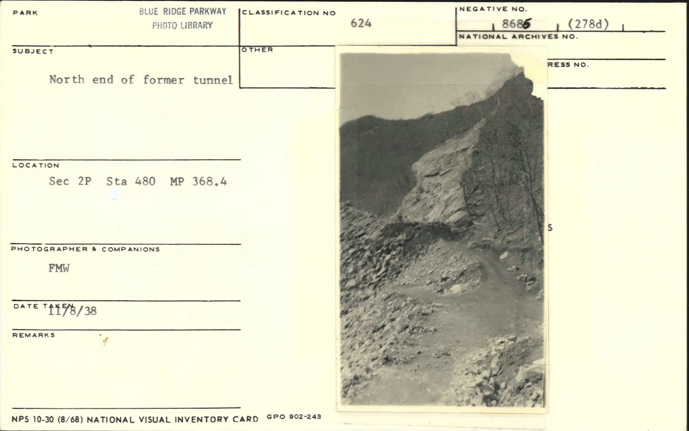 North end of former tunnel