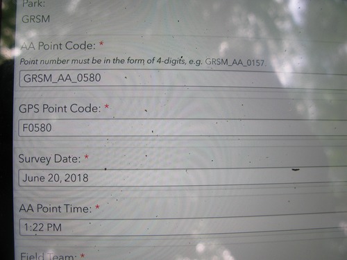 GRSM Accuracy Assessment. Plot Code: GRSM_AA_0580_1
