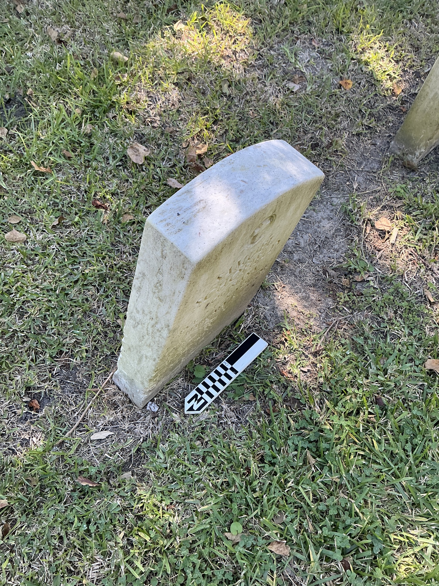Extra image of upright marble headstone with flat face.