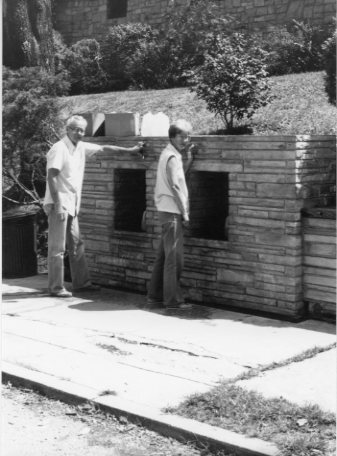 Black & white print; structure
Jug Fountain; Whittington Ave. cold spring; man & woman fill jugs