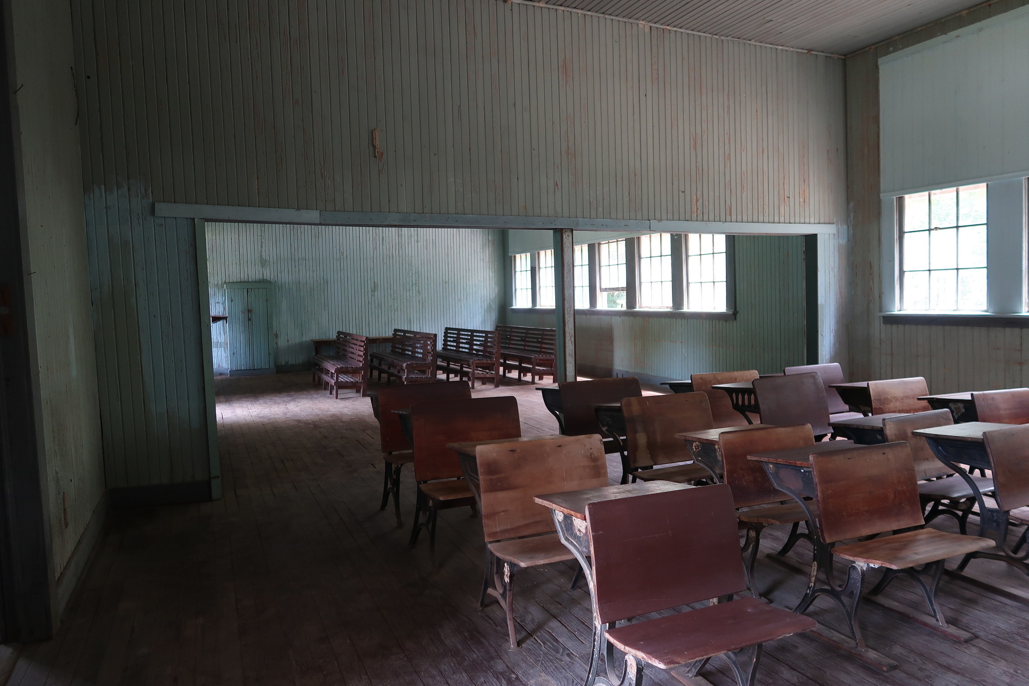 Interior, classroom of Mt. Olive Rosenwald School.