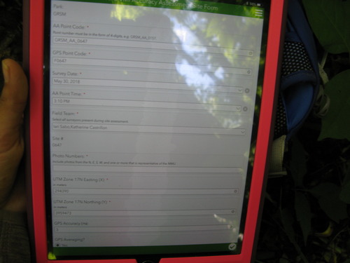 GRSM Accuracy Assessment. Plot Code: GRSM_AA_0647
