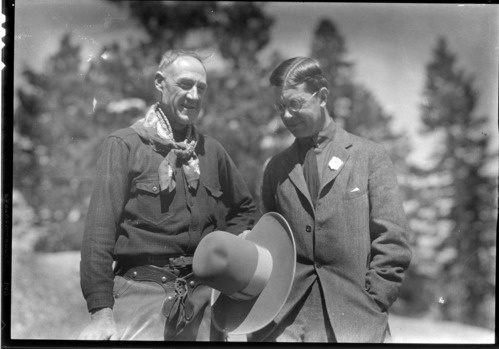Jim Barnett (left) and Crown Prince Gustaf Adolf of Sweden during his visit to Yosemite. See also RL-19,679.
