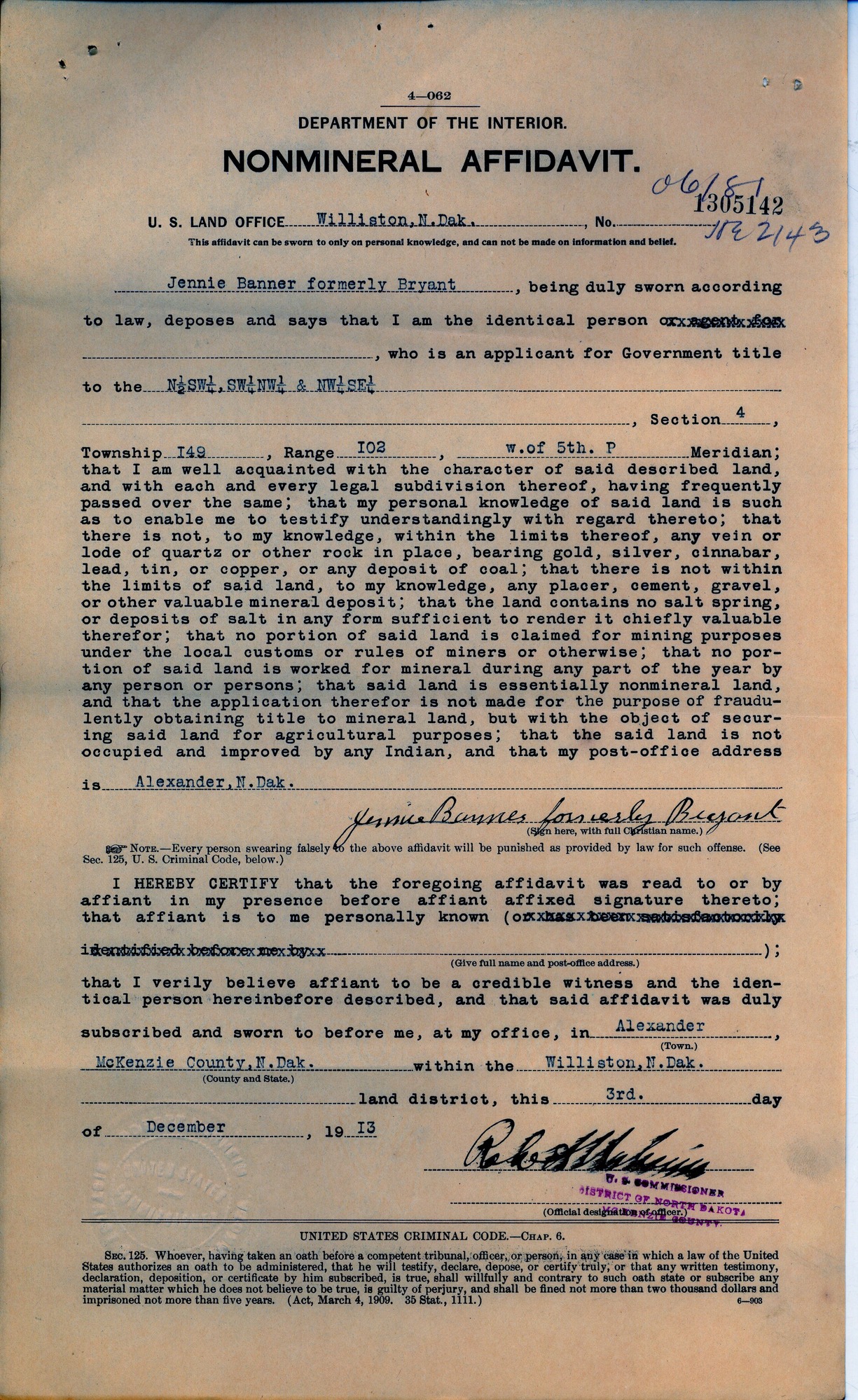 Scanned image of form. See description for text.