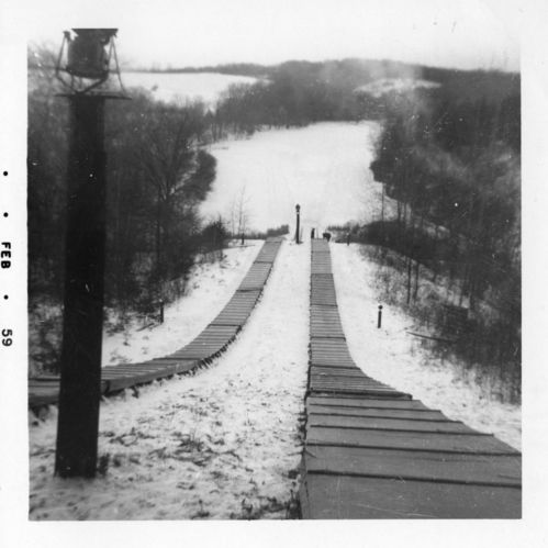 Virginia Kendall State Park Historic District, historic photos of toboggan run at Kendall Lake
