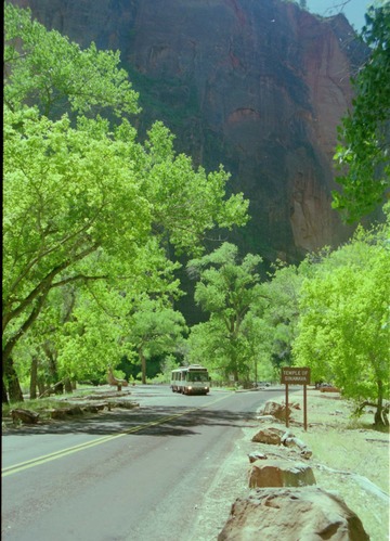 Color Photos of the official launch of the Zion shuttle system- same day as the new visitor center opening.
