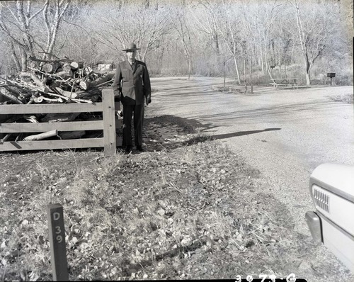 Site of visitor accident, location of wood rack and truck.