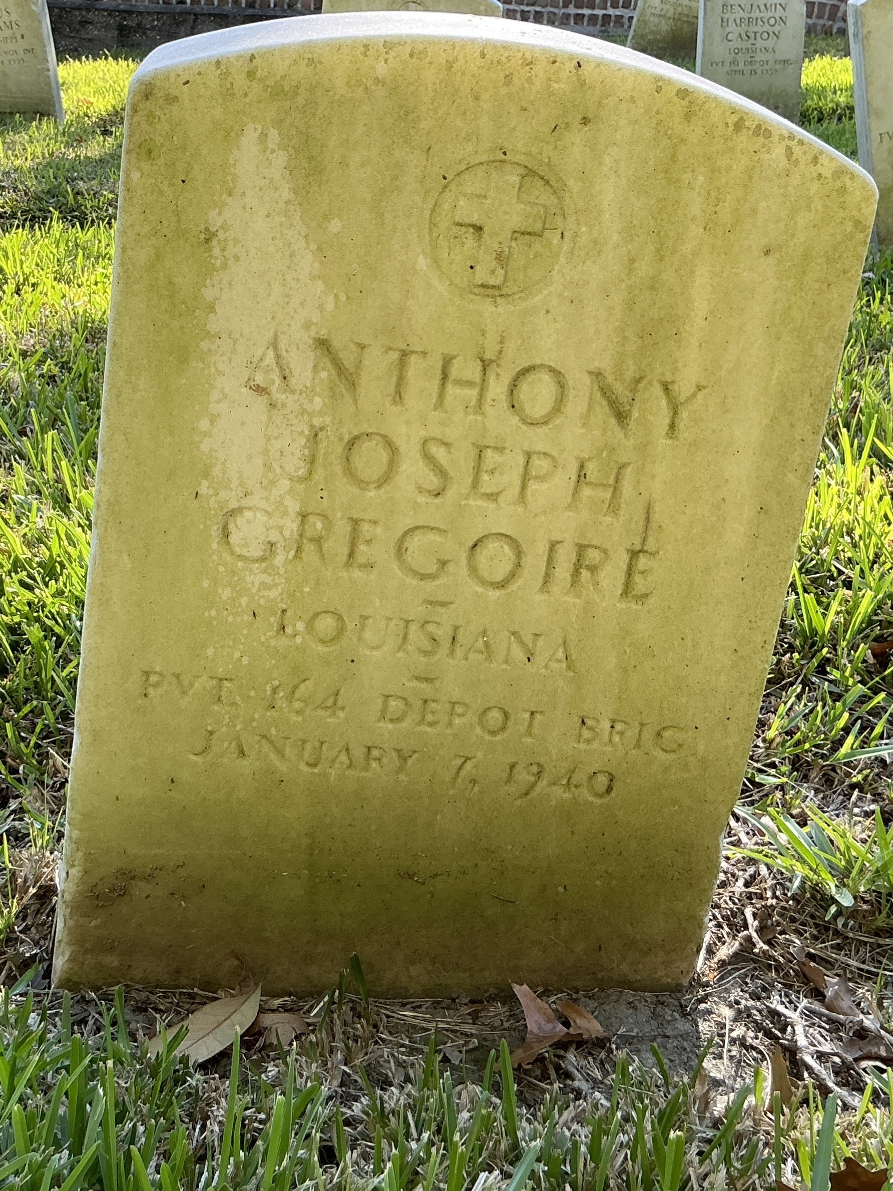 Front of upright marble headstone with flat face.
