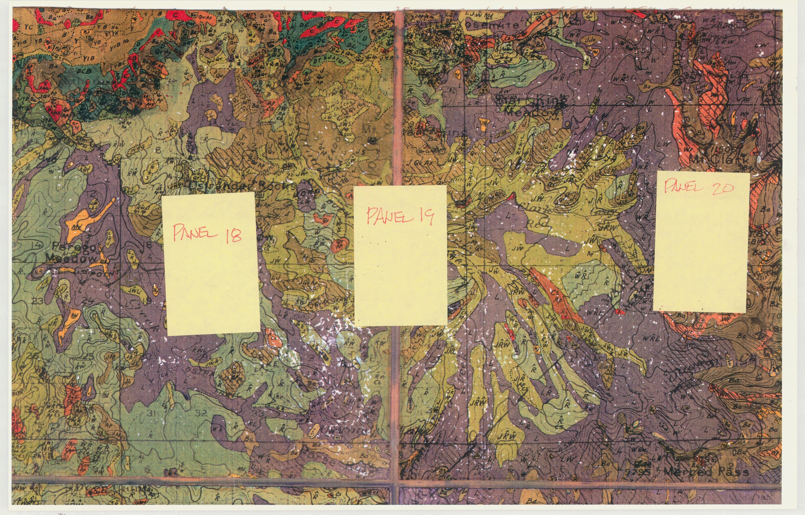 Wieslander 1930s Yosemite National Park Vegetation Map Photo Copy - Panels 18, 19 & 20