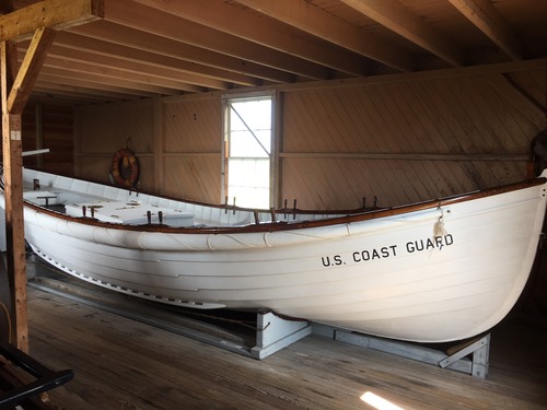 Photo of the actual Surfboat No. 1046 used in the 1918 "Mirlo" rescue. The surfboat is located at the Chicamacomico Life-Saving Station in Rodanthe, NC.