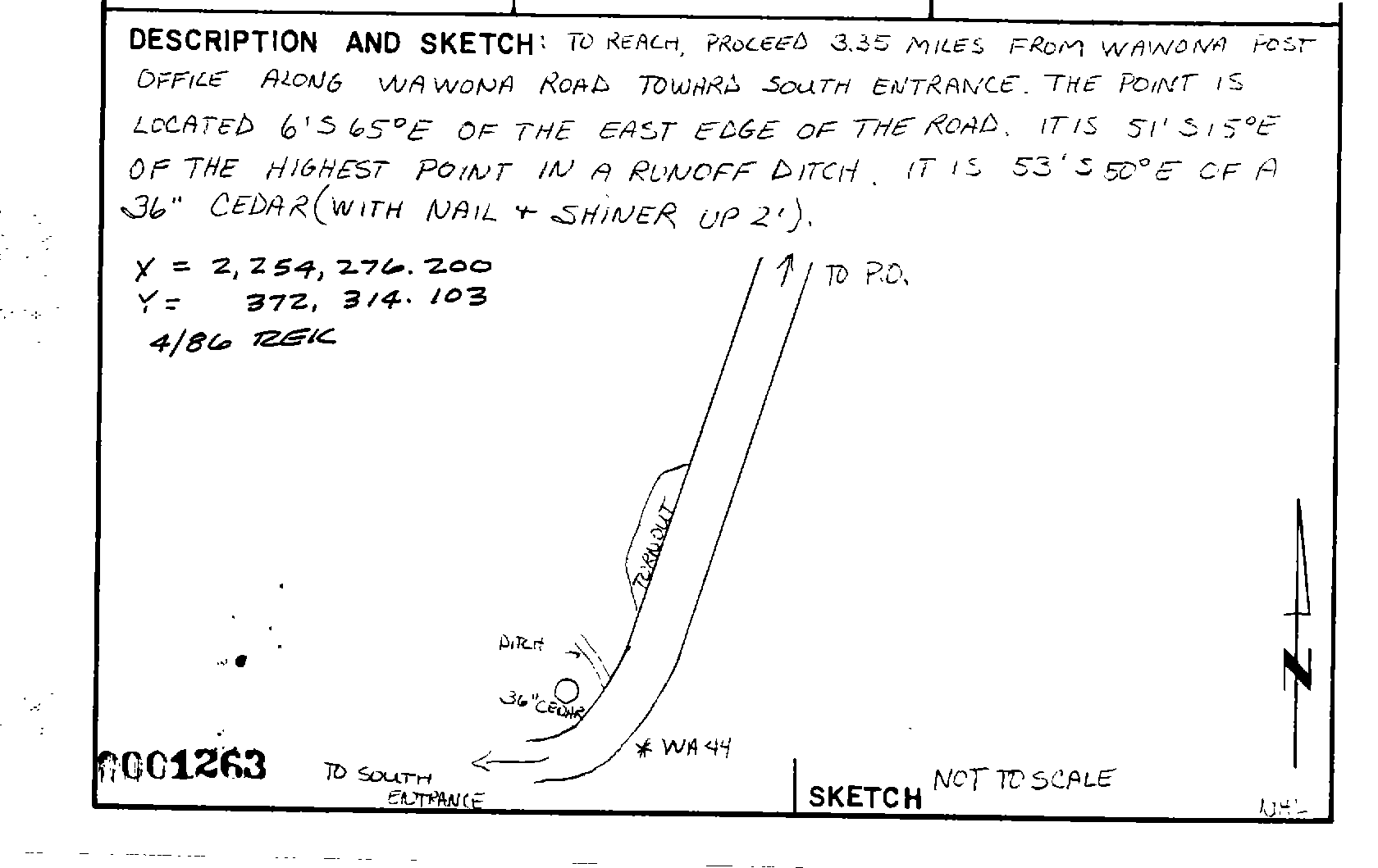 00001263 Survey Monumentation Sketch