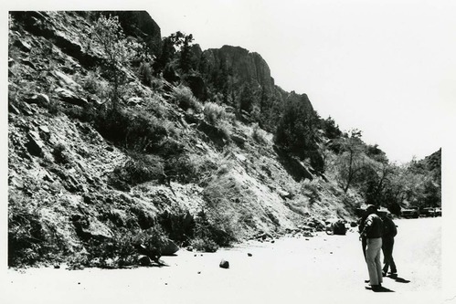 BW Photo of rock slide near echo rock - 35MM.