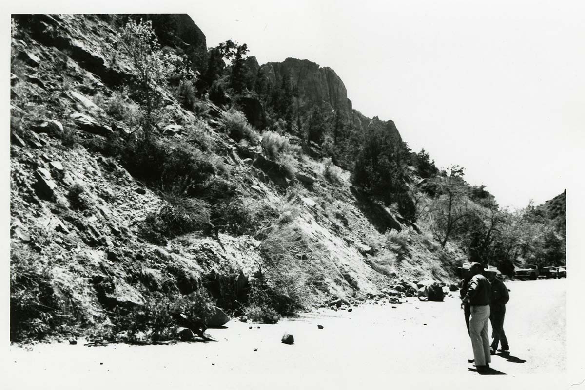 BW Photo of rock slide near echo rock - 35MM.
