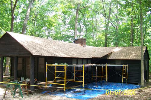 Restoration work on historic staff quarters at camp 1 in Prince william Forest Park.