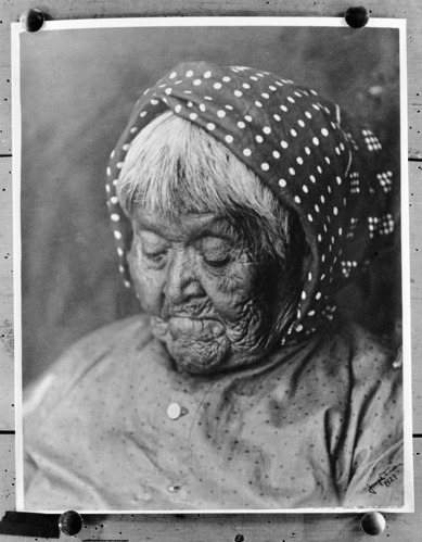 Maria Lebrado, last full blooded Yosemite Native American. Original by Joseph Dixon taken back of Museum. Copied by Ralph H. Anderson.