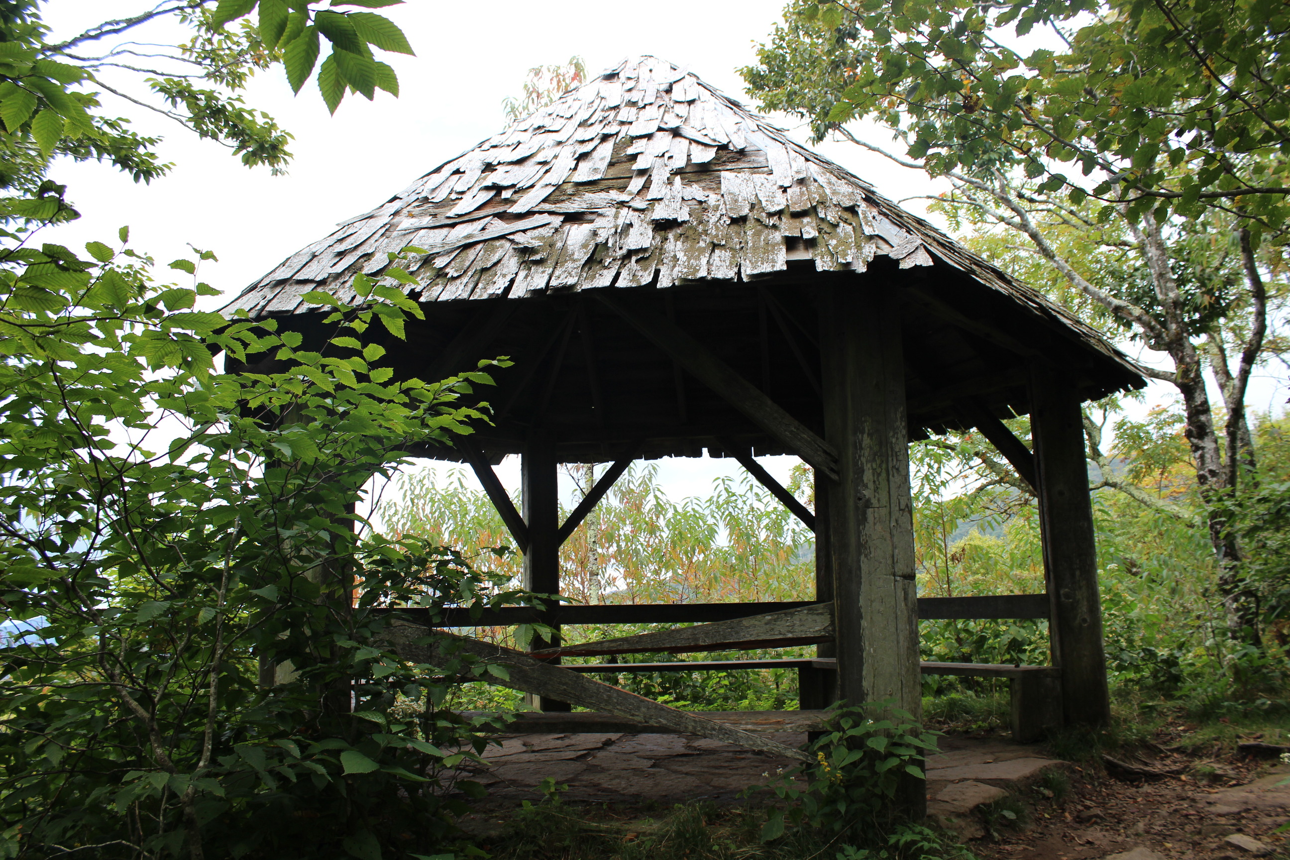 A gazebo in the woods