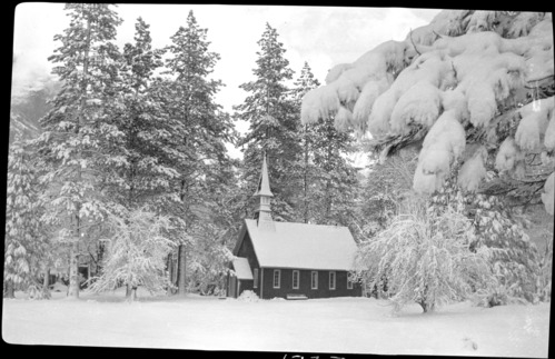 Village chapel after a snowstorm.