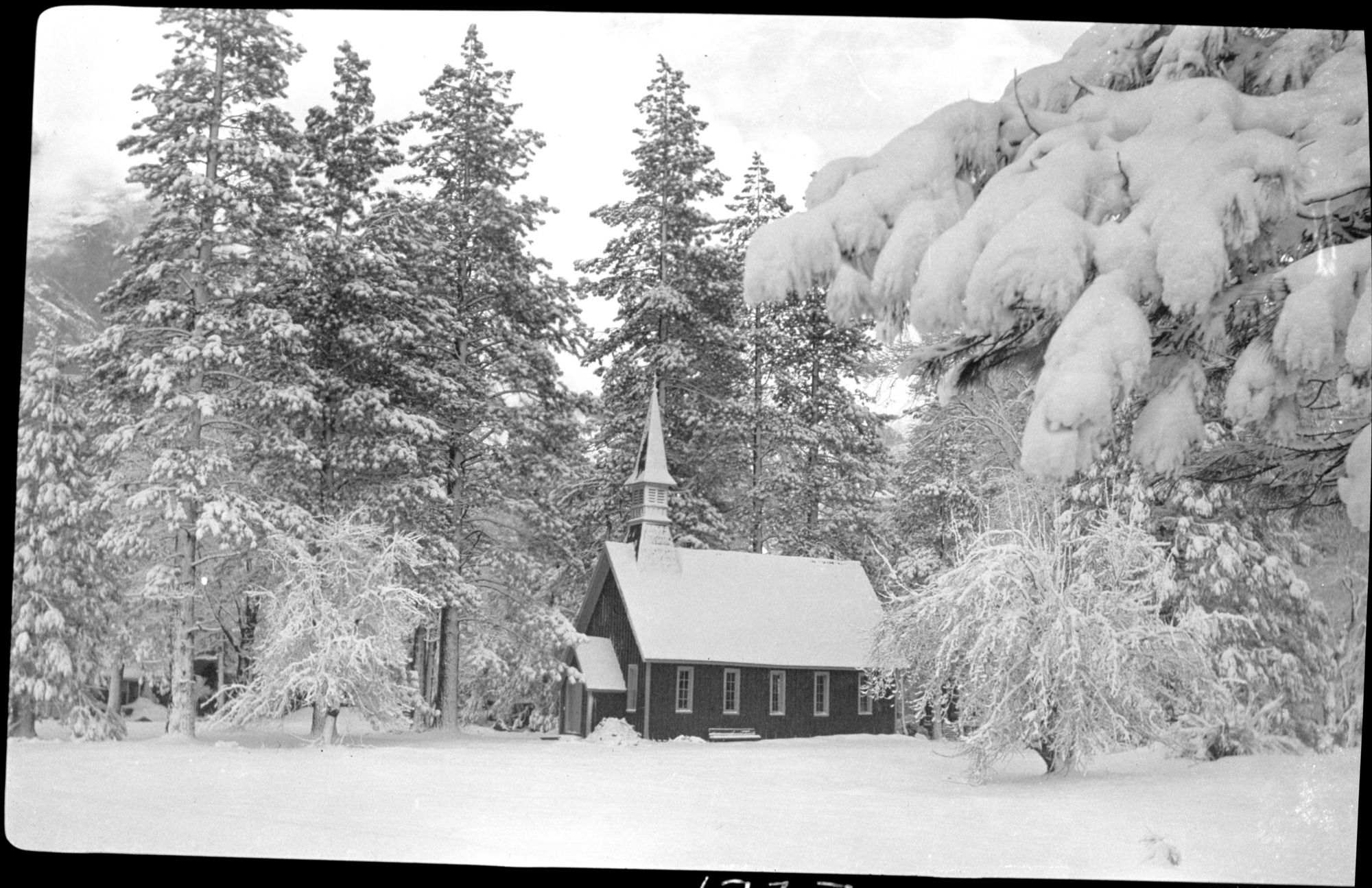 Village chapel after a snowstorm.