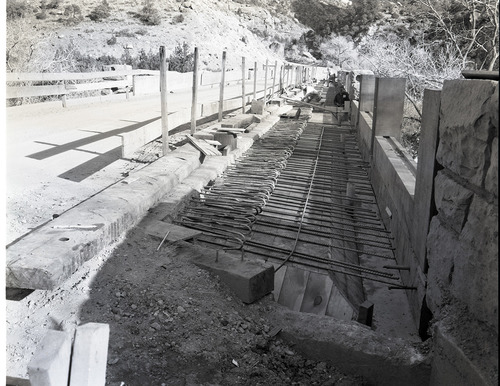 Virgin River Bridge renovation showing reinforcing bar in place.